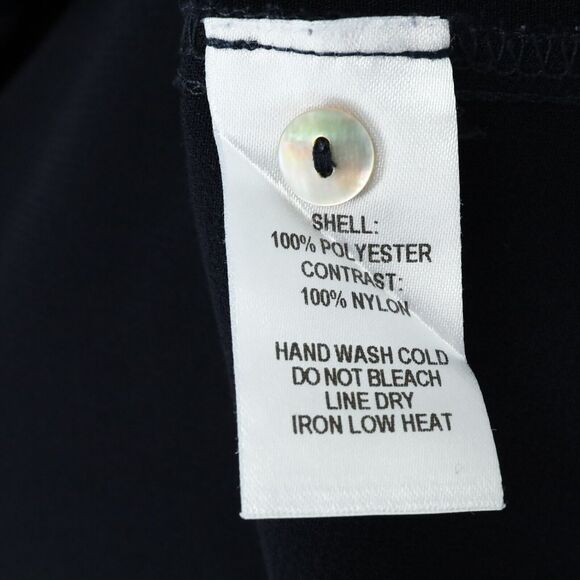 Lulus Top Womens Medium Navy Blue Lace Yoke Crepe Blouse Pullover Romantic - Picture 15 of 15